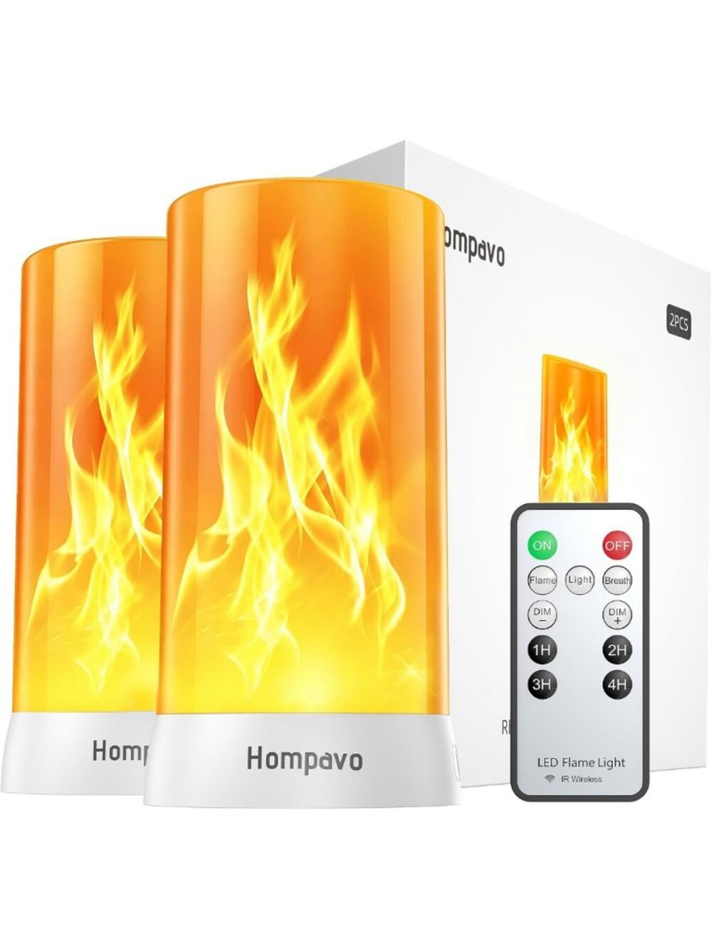 Rechargeable Flame Lights with Remote & Timer - 4 Modes for Ambiance